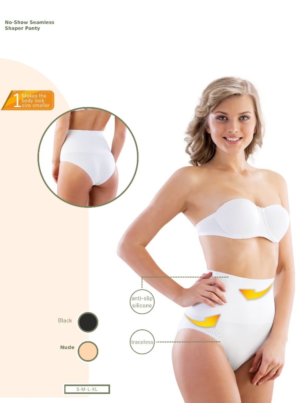 No-Show Seamless Shaper Panty / Culotte gainante invisible sans couture - EU